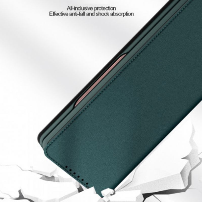 Folio-fodral Samsung Galaxy Z Fold 3 5g Telefonfodral Skin-touch Split Läder