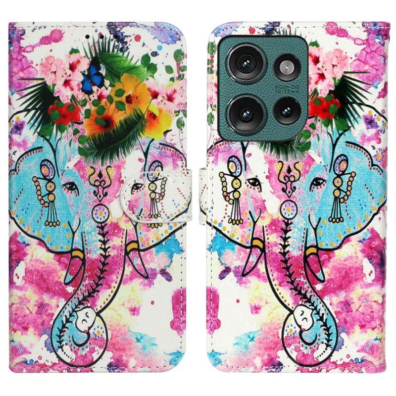 Fodral Motorola Edge 50 Premium Flower Elephant