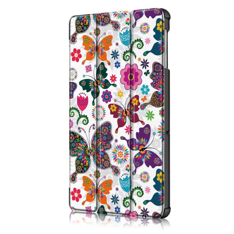 Smart Fodral Samsung Galaxy Tab S5e Förstärkta Fjärilar Och Blommor