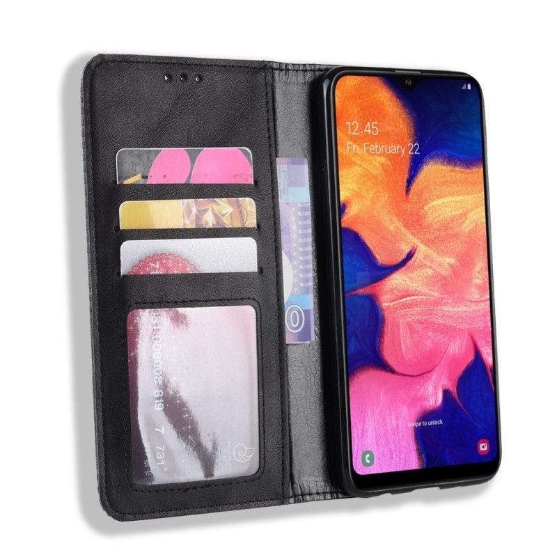 Folio-fodral för Samsung Galaxy A10 Svart Stiliserad Vintage Lädereffekt