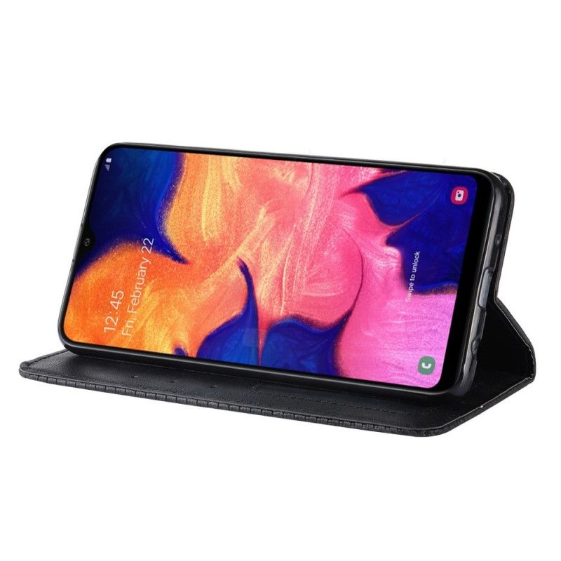 Folio-fodral för Samsung Galaxy A10 Svart Stiliserad Vintage Lädereffekt