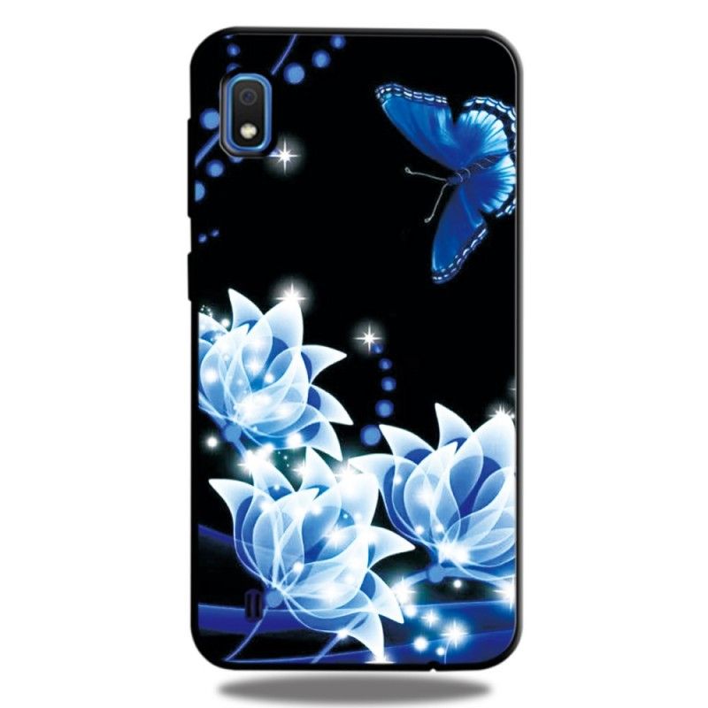 Skal Samsung Galaxy A10 Mobilskal Fjäril Och Blå Blommor