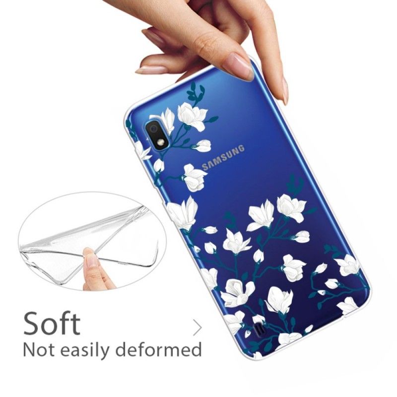 Skal Samsung Galaxy A10 Mobilskal Vita Blommor