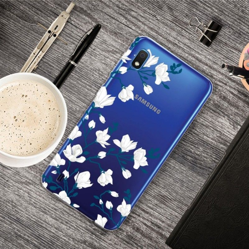 Skal Samsung Galaxy A10 Mobilskal Vita Blommor