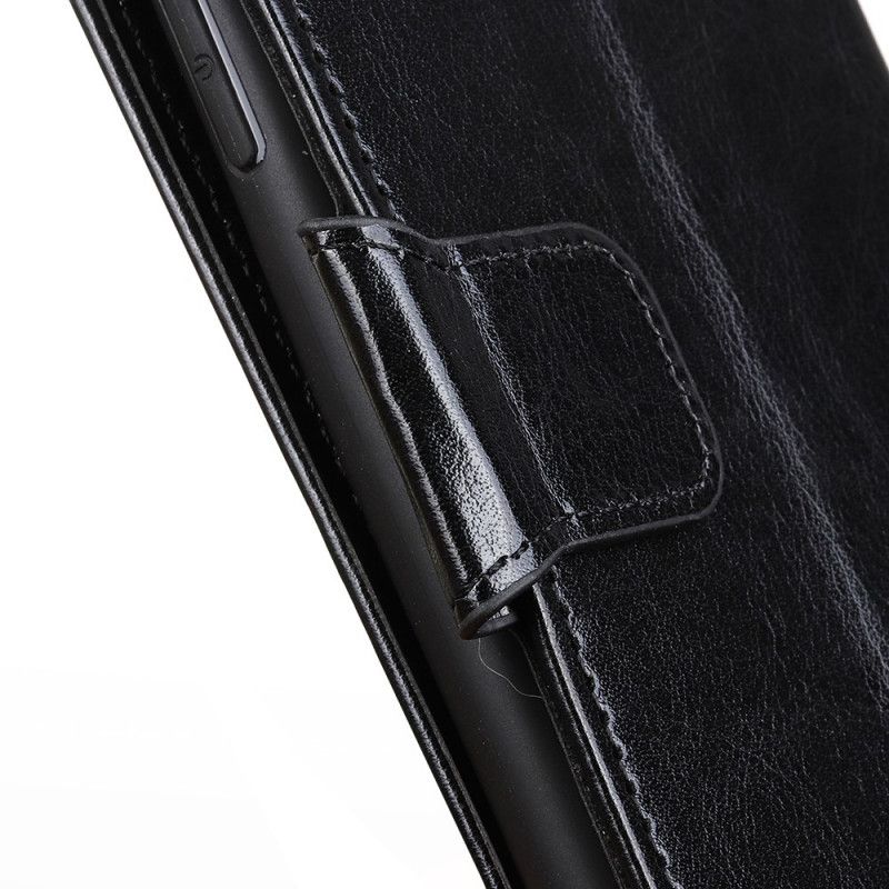 Fodral Sony Xperia 5 Svart Glänsande Lädereffekt