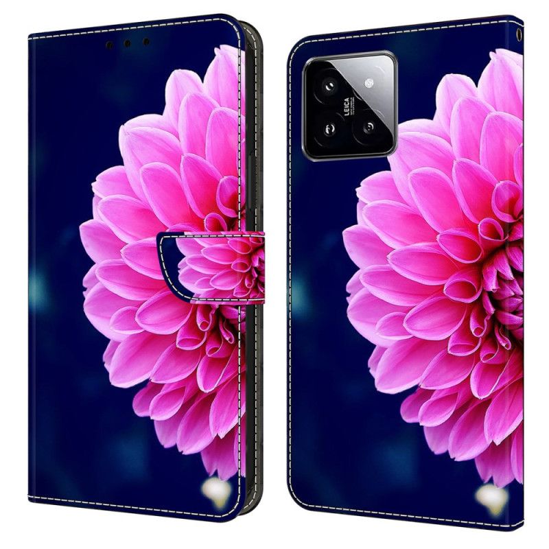 Läderfodral Xiaomi 14 Telefonfodral Rosa Blomma