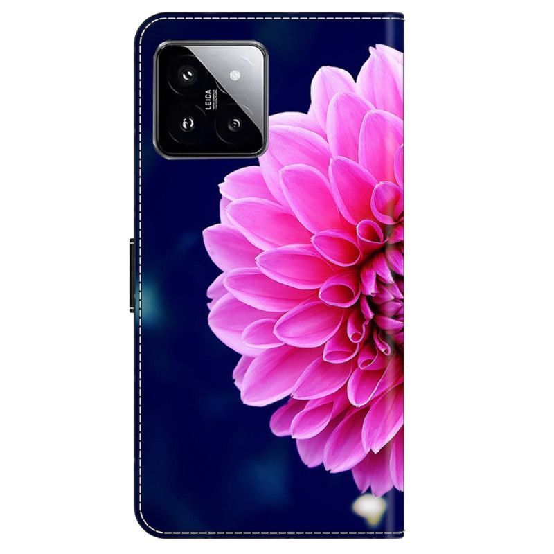 Läderfodral Xiaomi 14 Telefonfodral Rosa Blomma