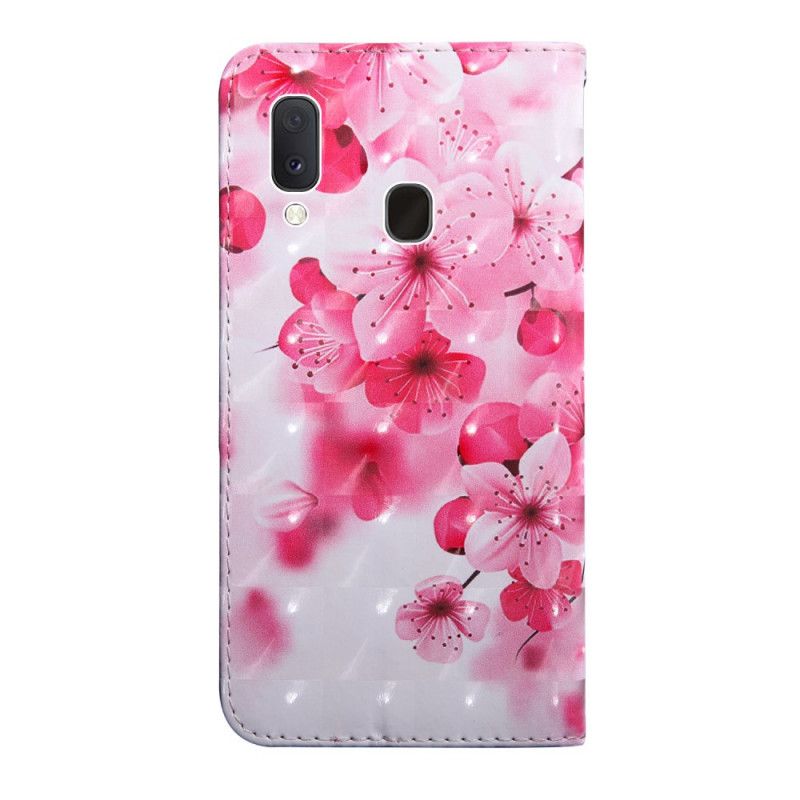 Läderfodral Samsung Galaxy A10e Mobilskal Rosa Blommor