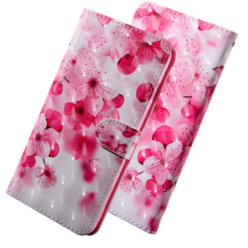 Läderfodral Samsung Galaxy A10e Mobilskal Rosa Blommor