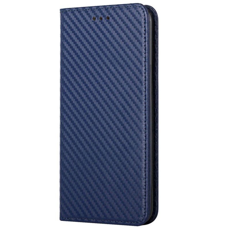 Folio-fodral iPhone 14 Pro Med Kedjar Läderfodral Strappy Carbon Fiber Style