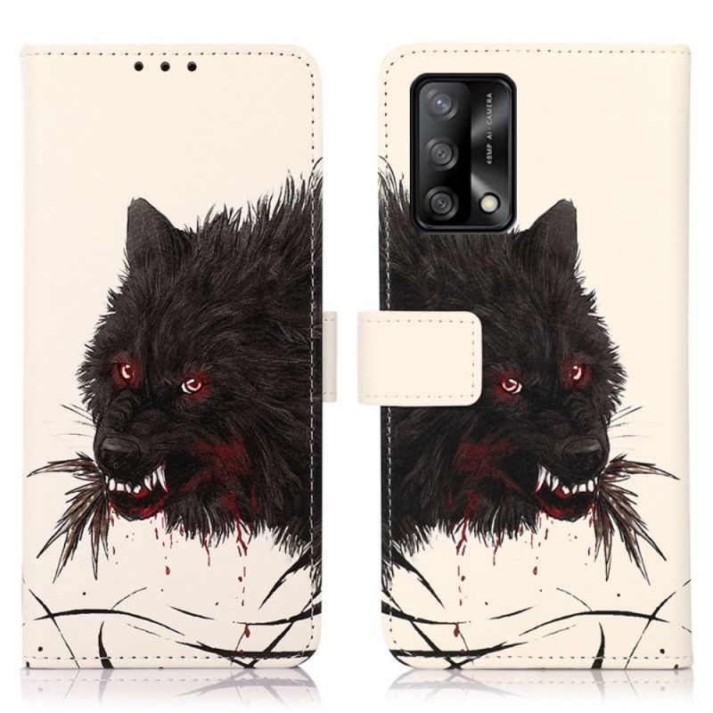 Läderfodral Oppo A74 4g Telefonfodral Hungry Wolf