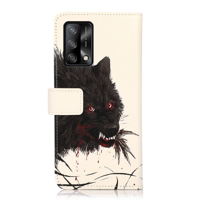 Läderfodral Oppo A74 4g Telefonfodral Hungry Wolf