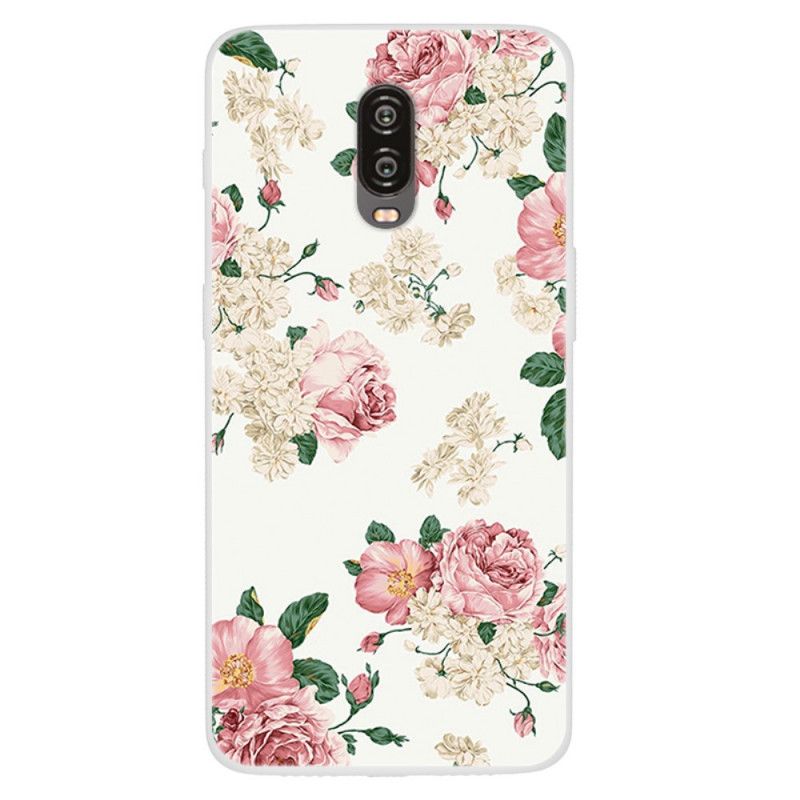 Skal OnePlus 6T Mobilskal Genomskinliga Frihetsblommor