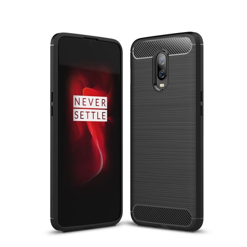 Skal OnePlus 6T Svart Mobilskal Borstad Kolfiber