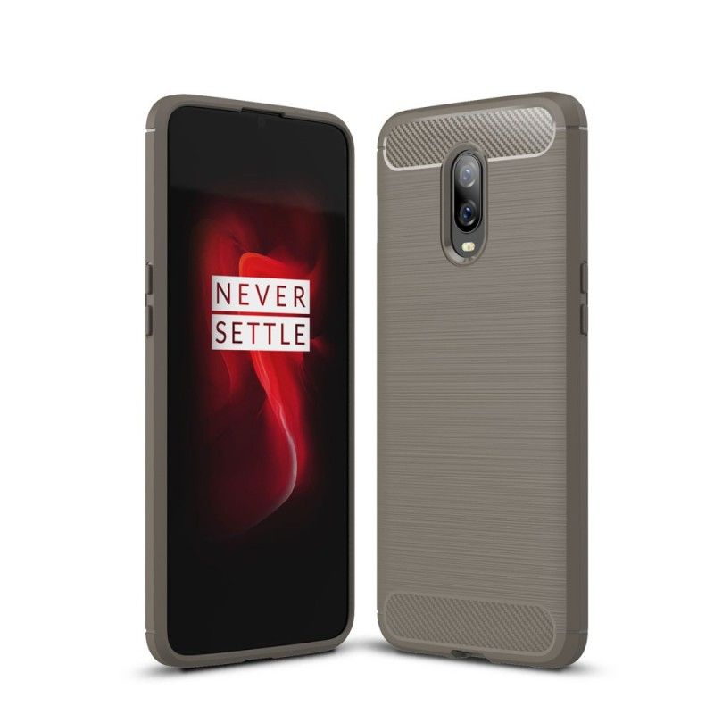 Skal OnePlus 6T Svart Mobilskal Borstad Kolfiber