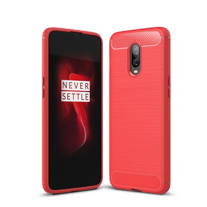 Skal OnePlus 6T Svart Mobilskal Borstad Kolfiber