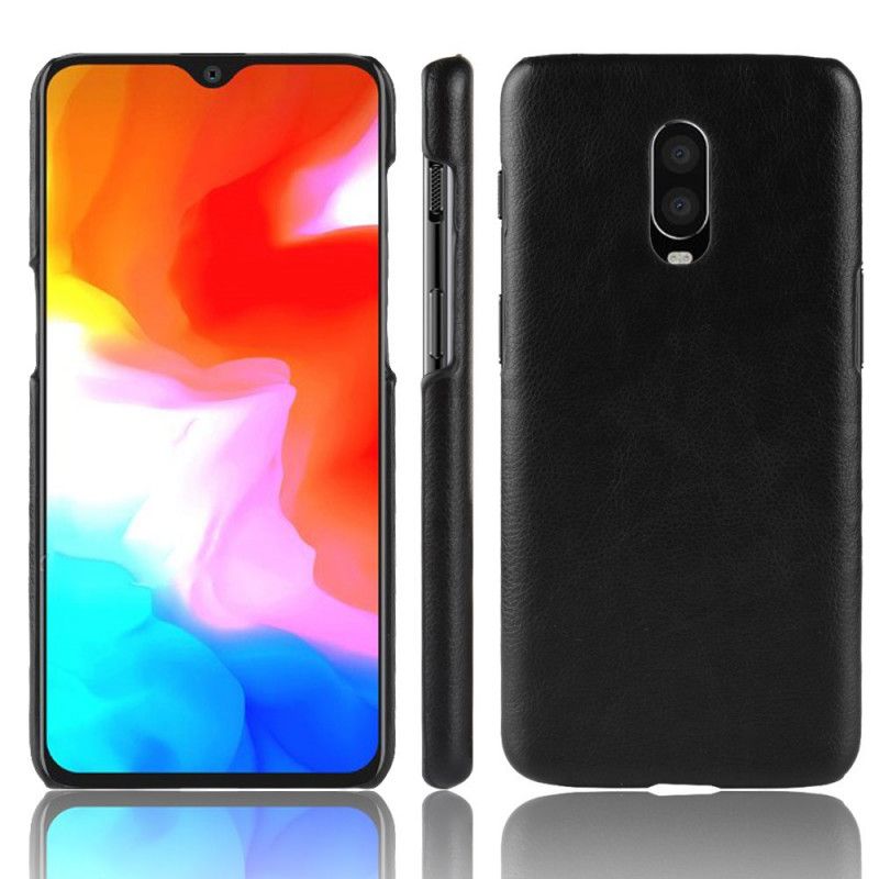 Skal OnePlus 6T Svart Prestanda Lychee Läder Effekt