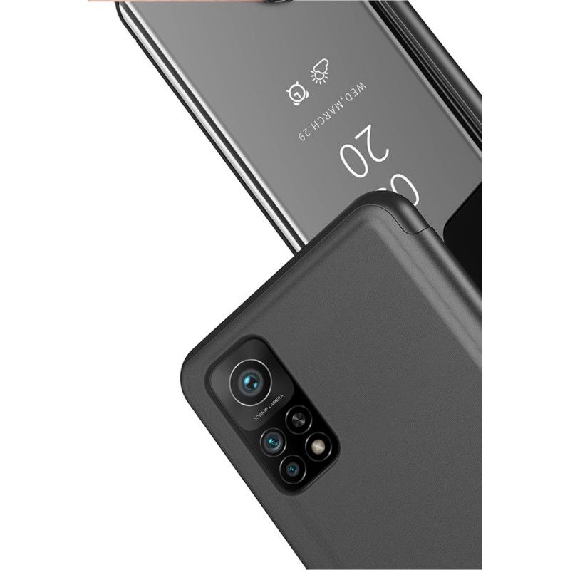 Visa Omslag Xiaomi Mi 10T / 10T Pro Svart Spegel Och Konstläder
