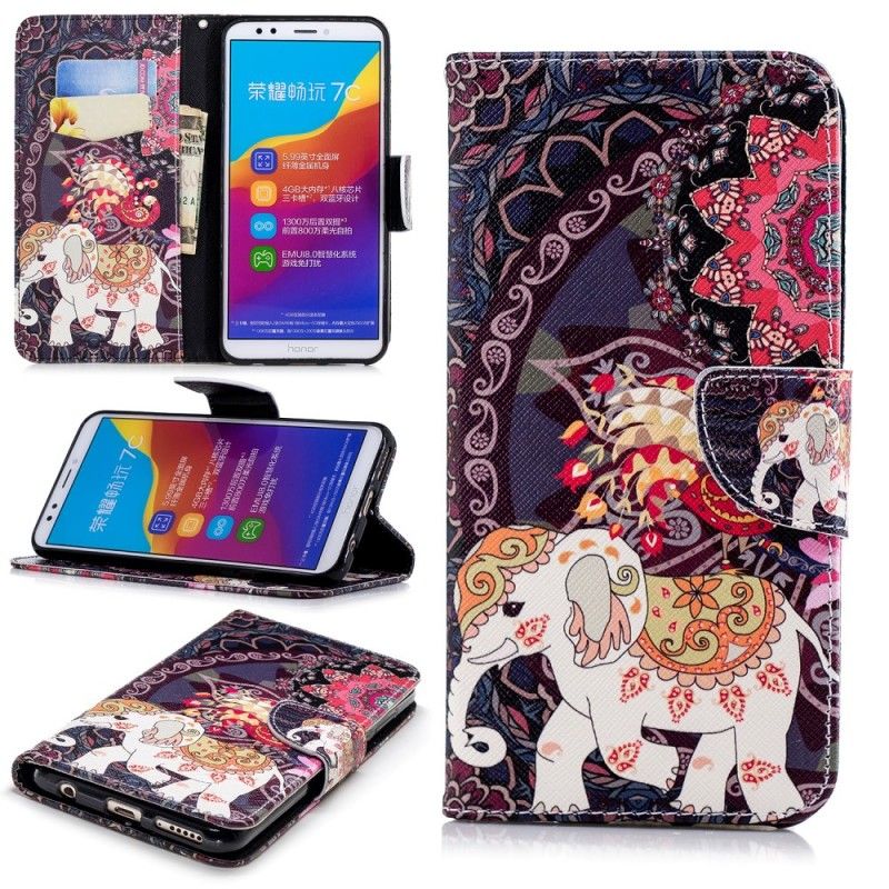 Fodral för Huawei Y7 2018 Etnisk Elefantmandala