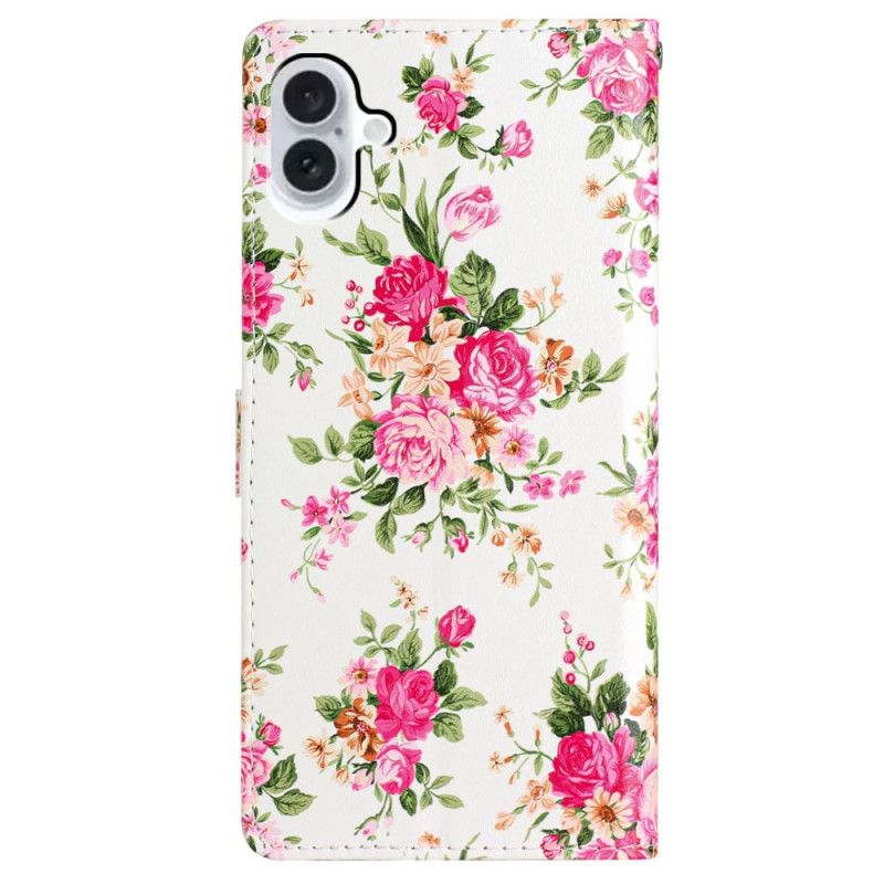 Fodral iPhone 16 Plus Röda Blommor Med Rem