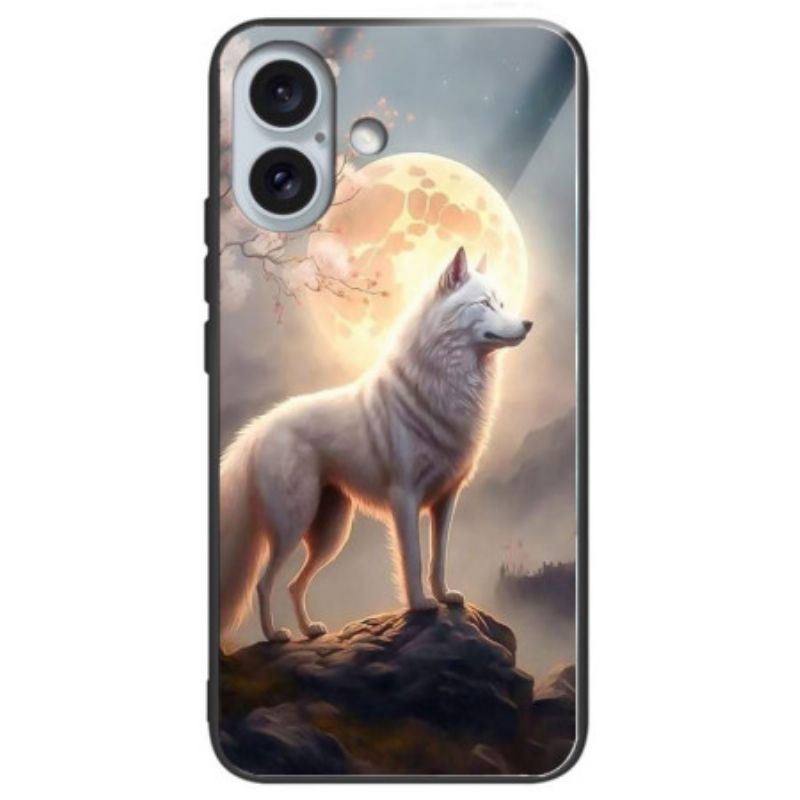 Skal iPhone 16 Plus Telefonfodral Moonlight Wolf Härdat Glas