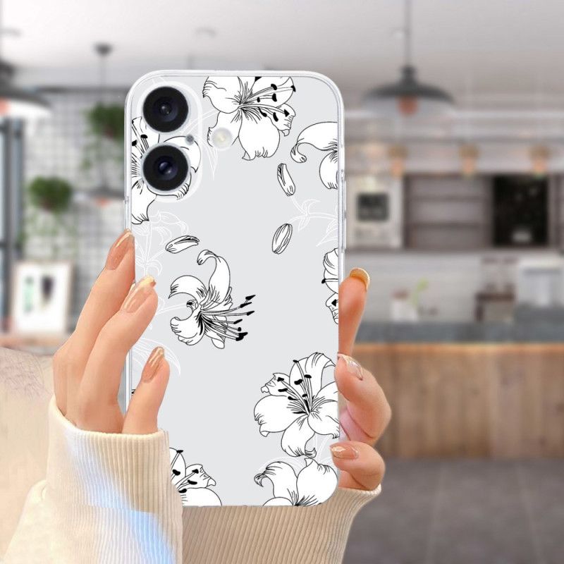 Skal iPhone 16 Plus Vita Blommor