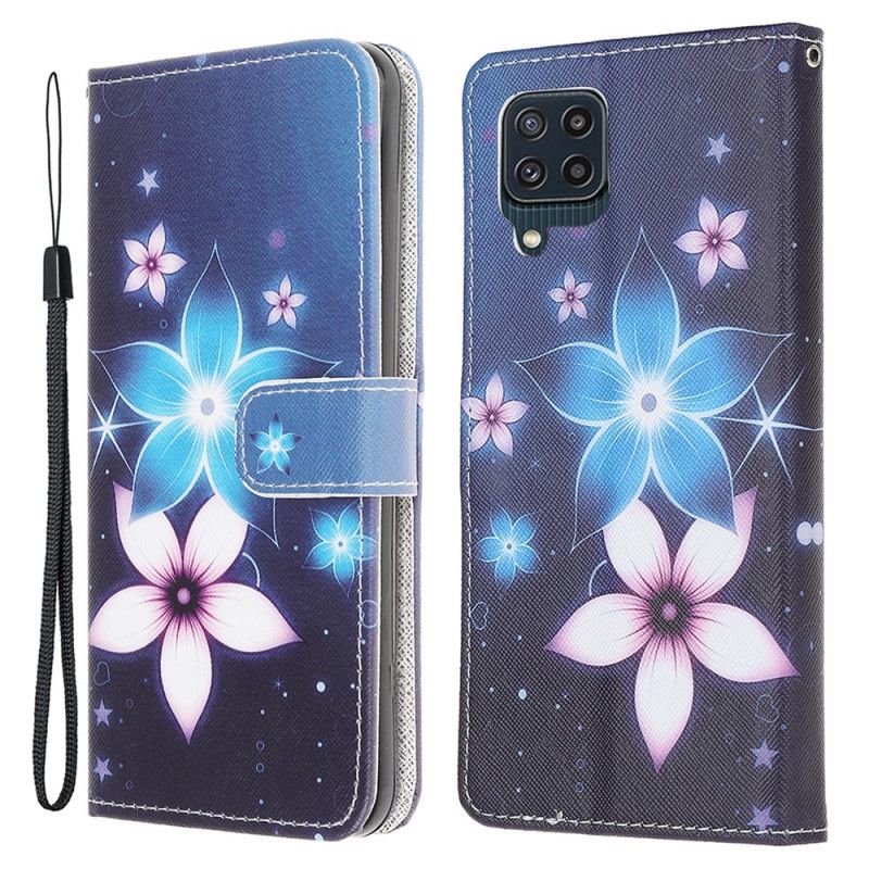 Fodral Samsung Galaxy M32 Månblommor Med Rem