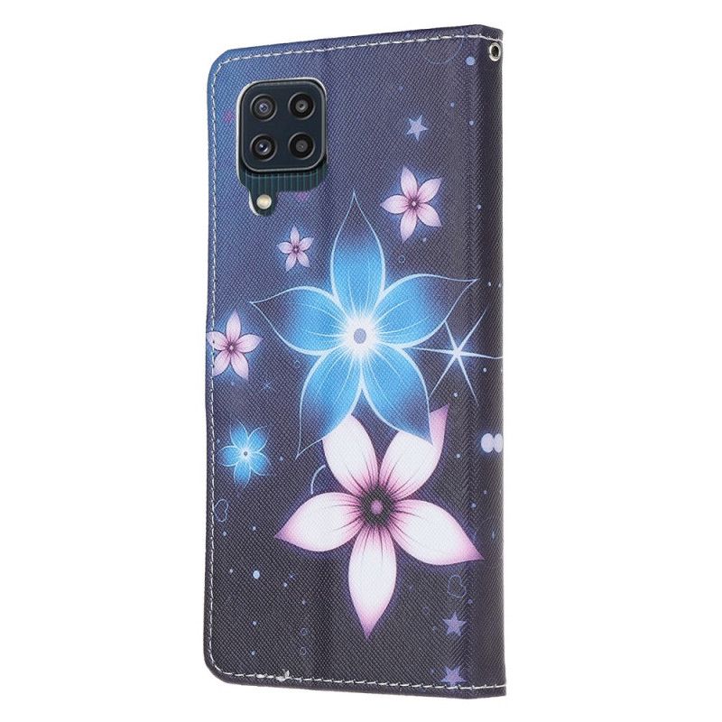 Fodral Samsung Galaxy M32 Månblommor Med Rem