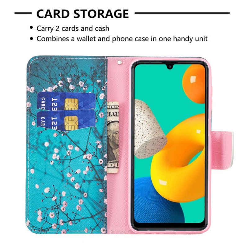 Läderfodral Samsung Galaxy M32 Telefonfodral Blommande Träd