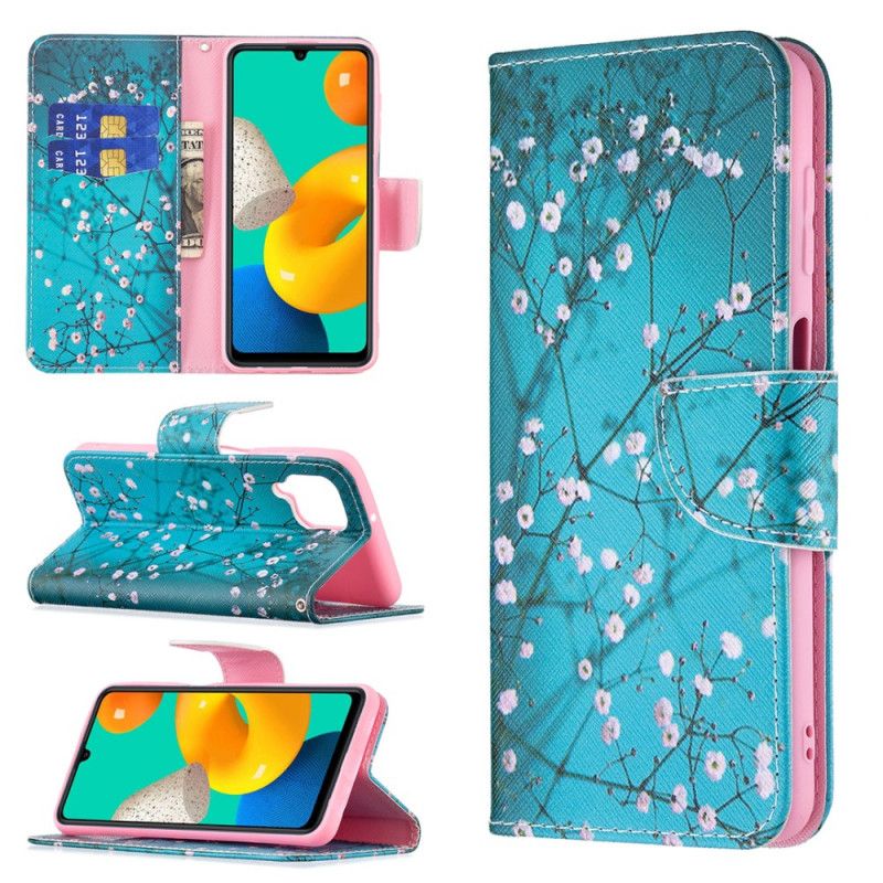 Läderfodral Samsung Galaxy M32 Telefonfodral Blommande Träd