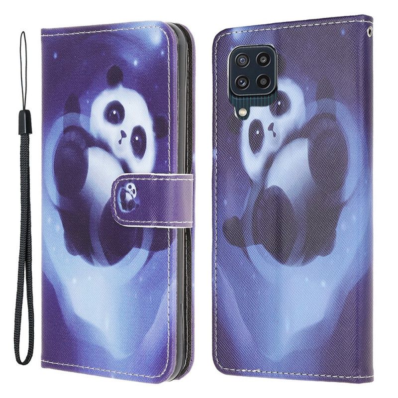 Läderfodral Samsung Galaxy M32 Telefonfodral Panda Space Strappy