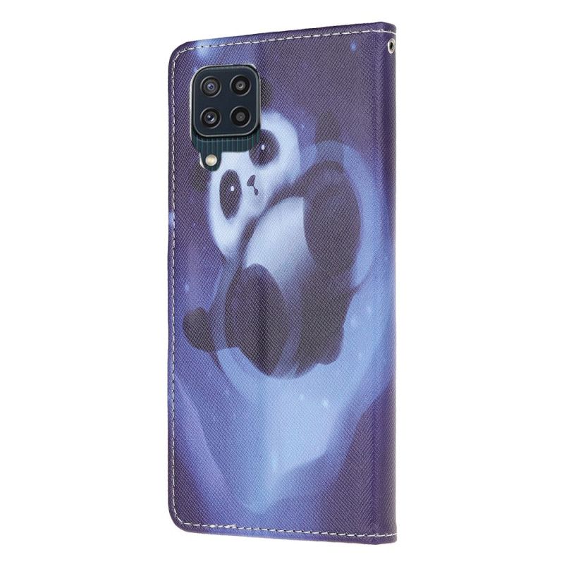 Läderfodral Samsung Galaxy M32 Telefonfodral Panda Space Strappy