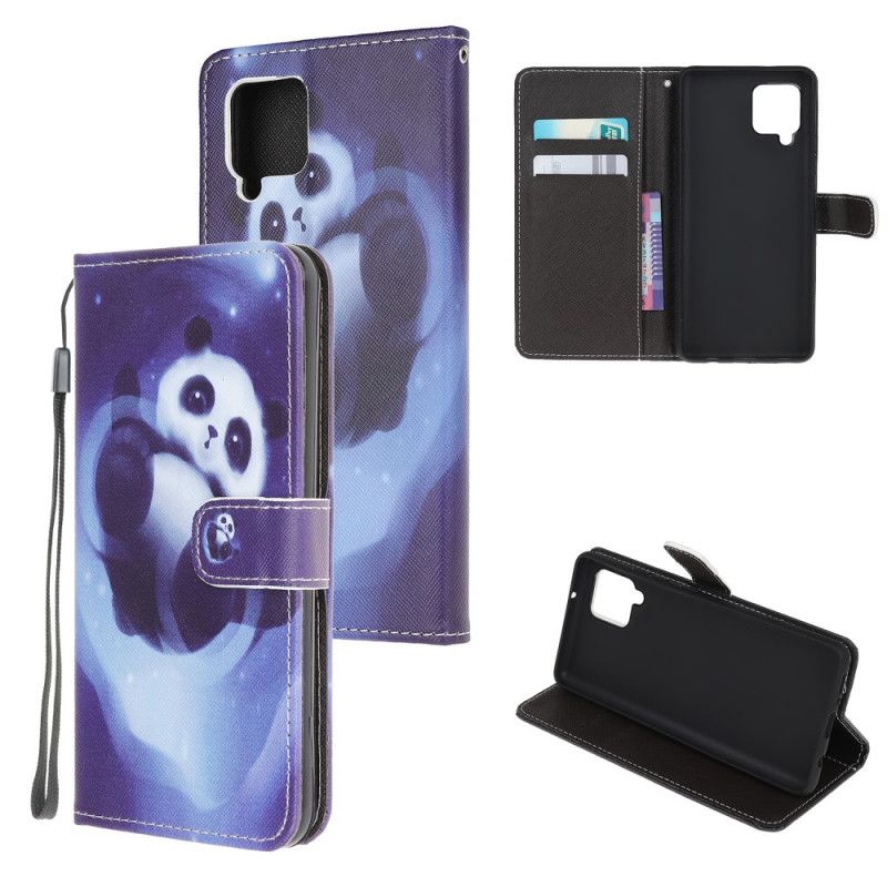 Läderfodral Samsung Galaxy M32 Telefonfodral Panda Space Strappy