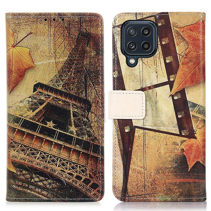 Läderskal Fodral Samsung Galaxy M32 Eiffeltornet På Hösten