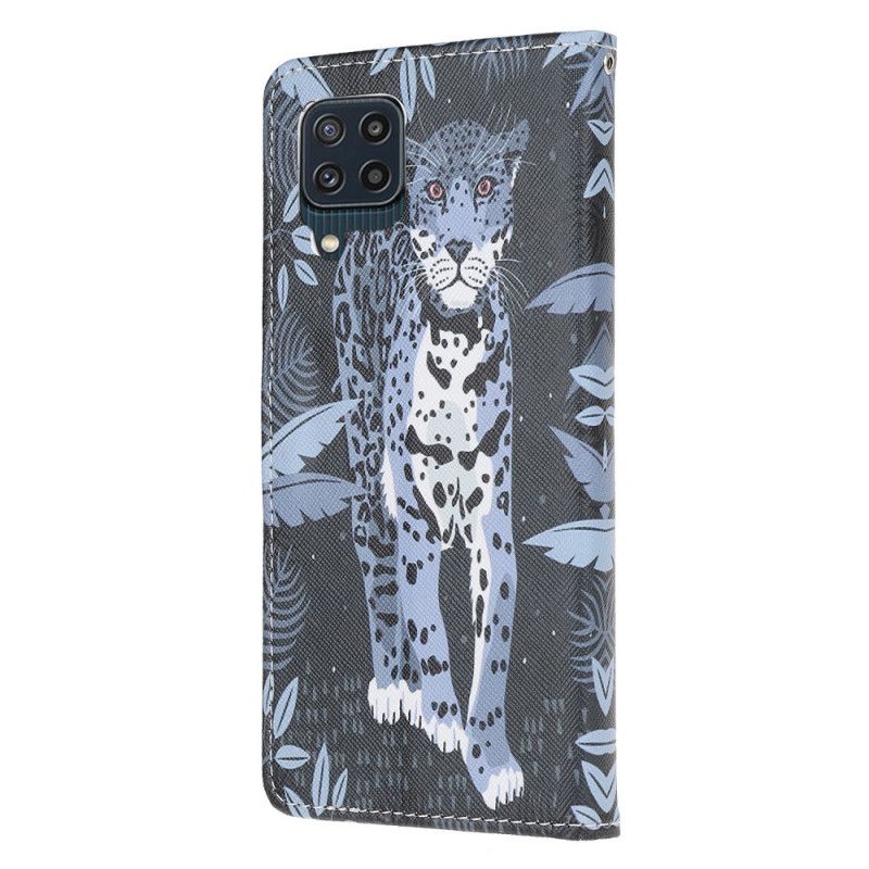 Läderskal Fodral Samsung Galaxy M32 Leopard Strappy