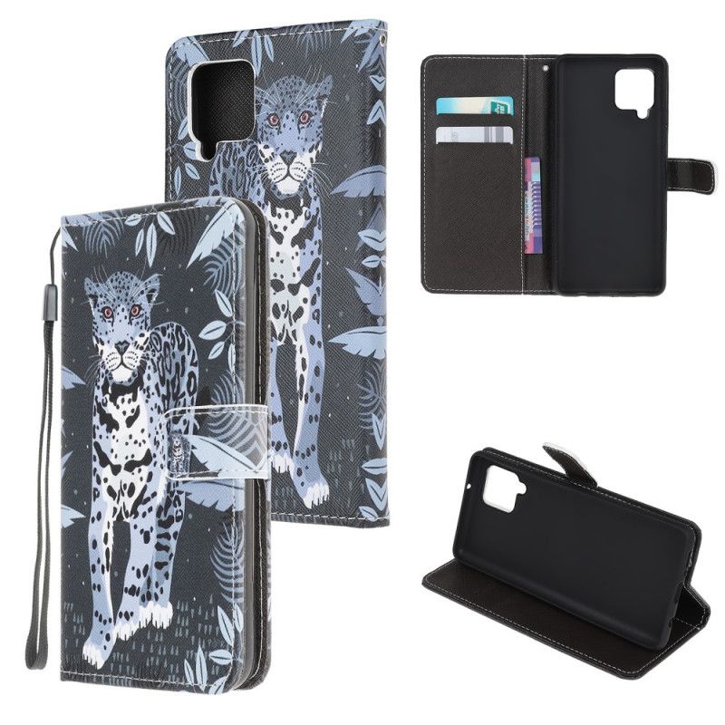 Läderskal Fodral Samsung Galaxy M32 Leopard Strappy