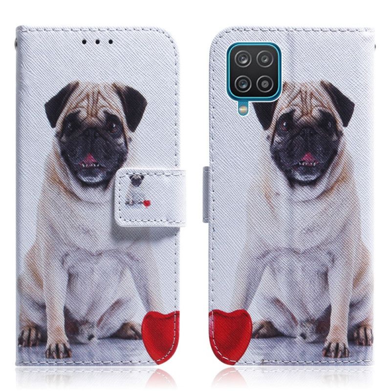 Läderskal Fodral Samsung Galaxy M32 Mops Hund