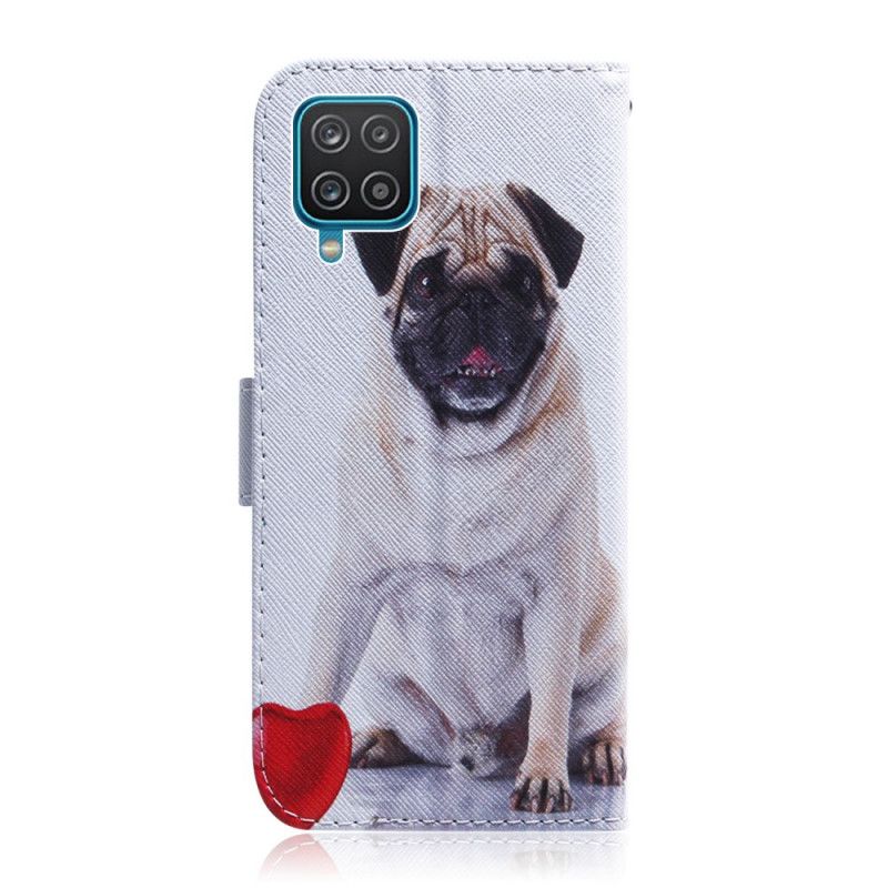 Läderskal Fodral Samsung Galaxy M32 Mops Hund