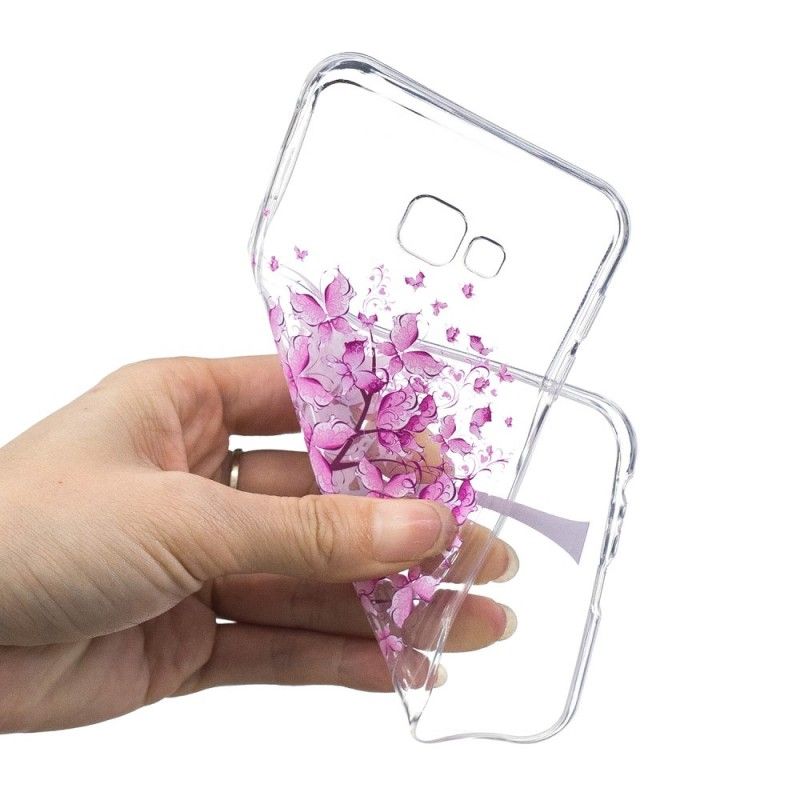 Skal för Samsung Galaxy J4 Plus Transparent Fjärilsträd