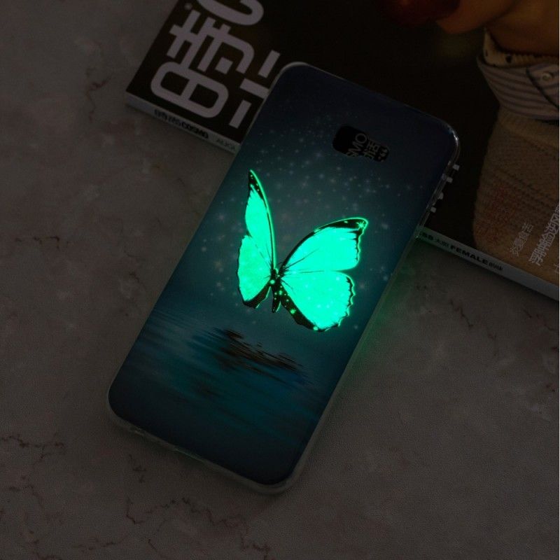 Skal Samsung Galaxy J4 Plus Mobilskal Fluorescerande Blå Fjäril