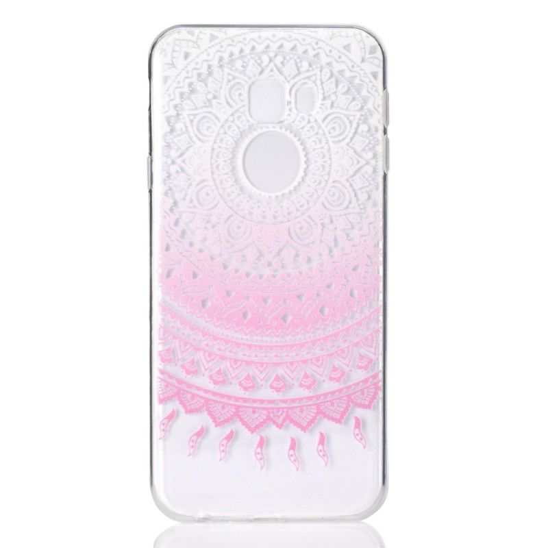 Skal Samsung Galaxy J4 Plus Rosa Transparent Färgglad Mandala