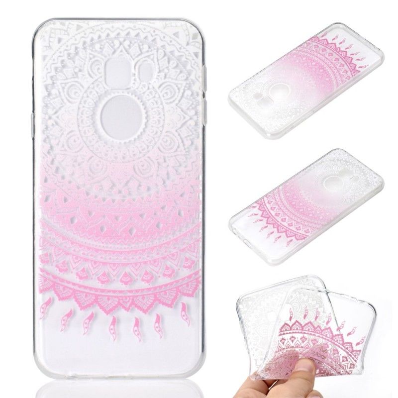 Skal Samsung Galaxy J4 Plus Rosa Transparent Färgglad Mandala