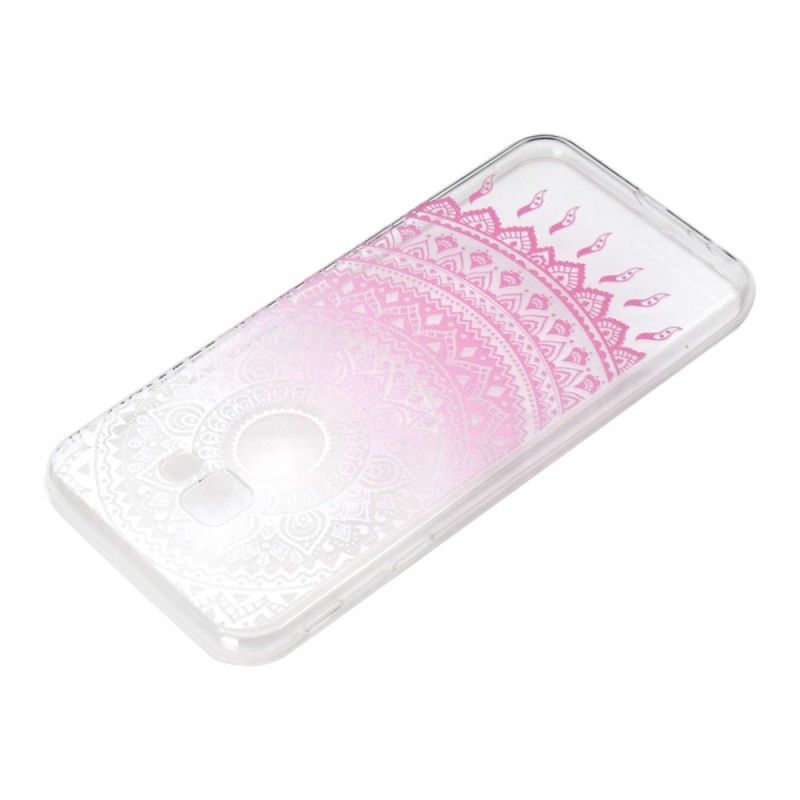 Skal Samsung Galaxy J4 Plus Rosa Transparent Färgglad Mandala