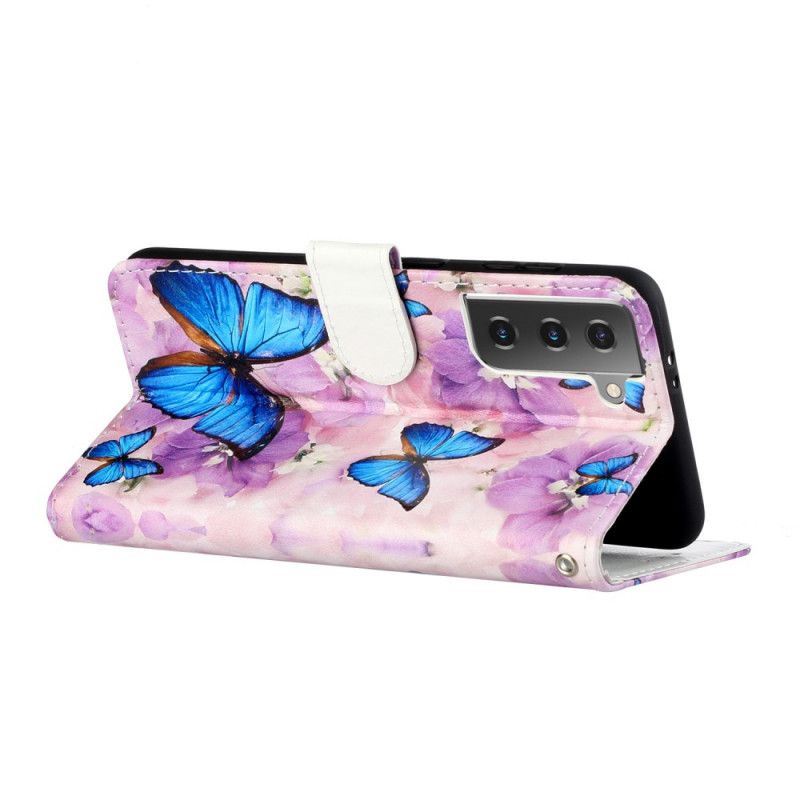 Fodral för Samsung Galaxy S21 Plus 5G Blommiga Fjärilar