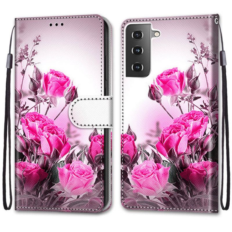 Fodral Samsung Galaxy S21 Plus 5G Röd Magiska Blommor