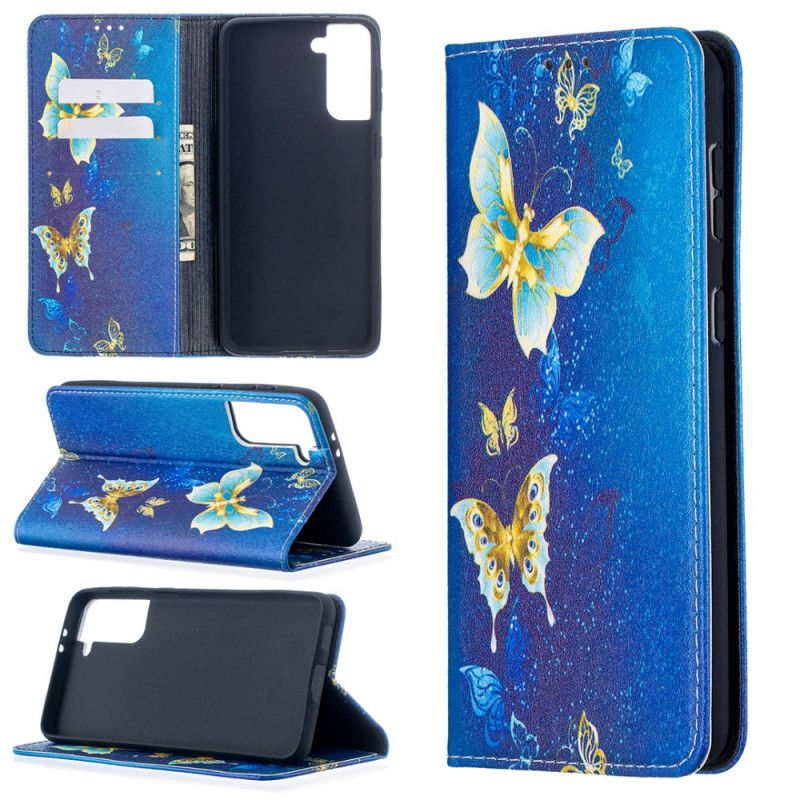 Folio-fodral Samsung Galaxy S21 Plus 5G Färgglada Fjärilar