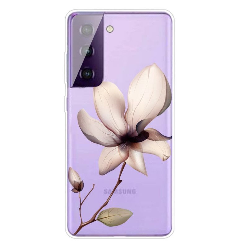 Skal för Samsung Galaxy S21 Plus 5G Rosa Transparent En Blomma