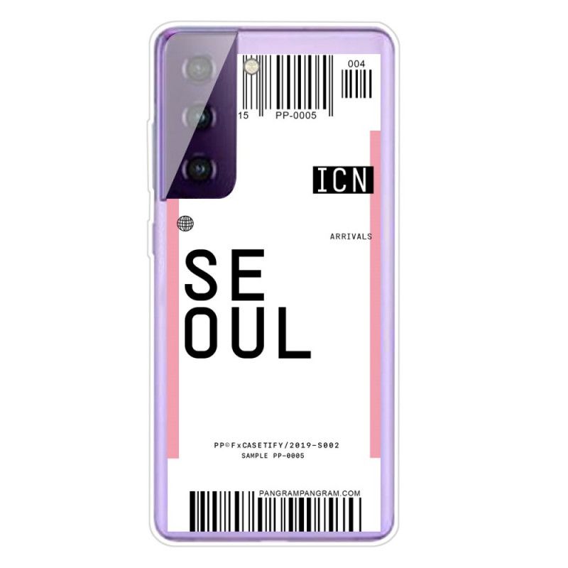 Skal Samsung Galaxy S21 Plus 5G Magenta Boardingkort Till Seoul