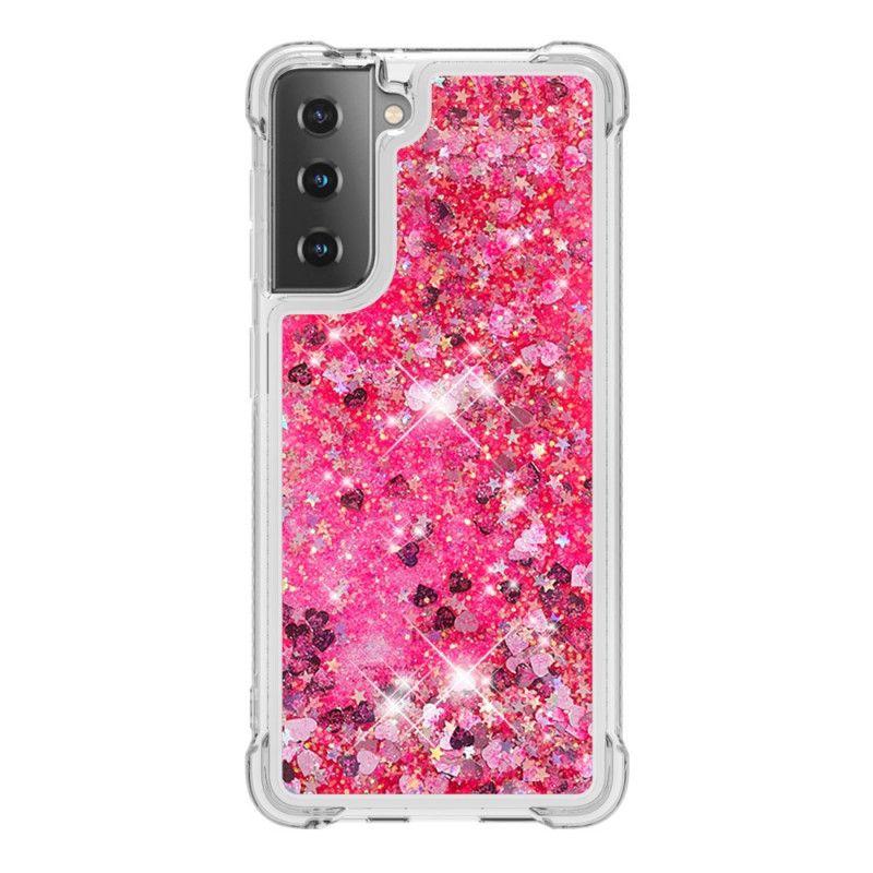 Skal Samsung Galaxy S21 Plus 5G Vit Lustglitter