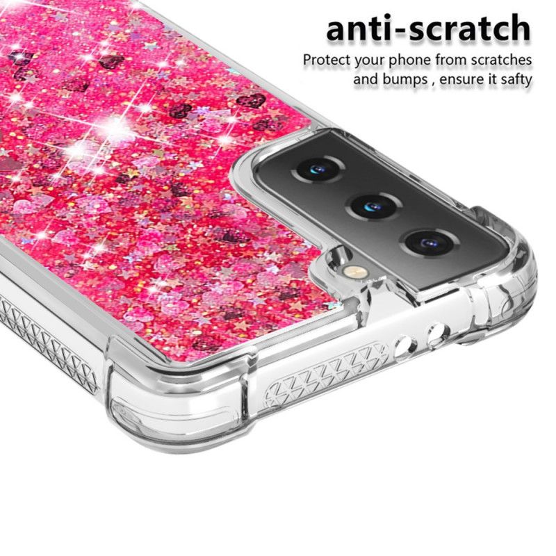 Skal Samsung Galaxy S21 Plus 5G Vit Lustglitter